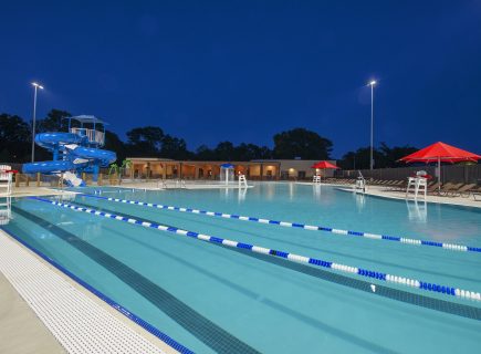 Commercial Swimming Pool with Lanes and Slide