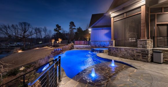 Freeform Pool & spa & bubble fountain & Pool Lighting
