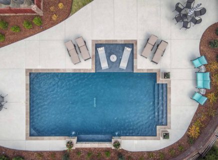 Birdseye view of a swimming pool
