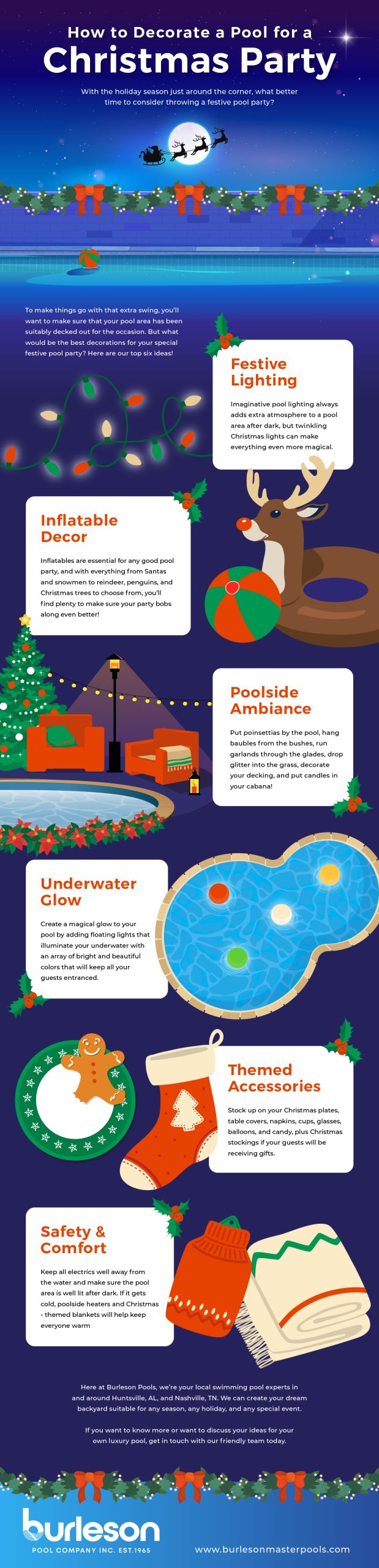 How to Decorate a Pool for a Christmas Party - Infographic